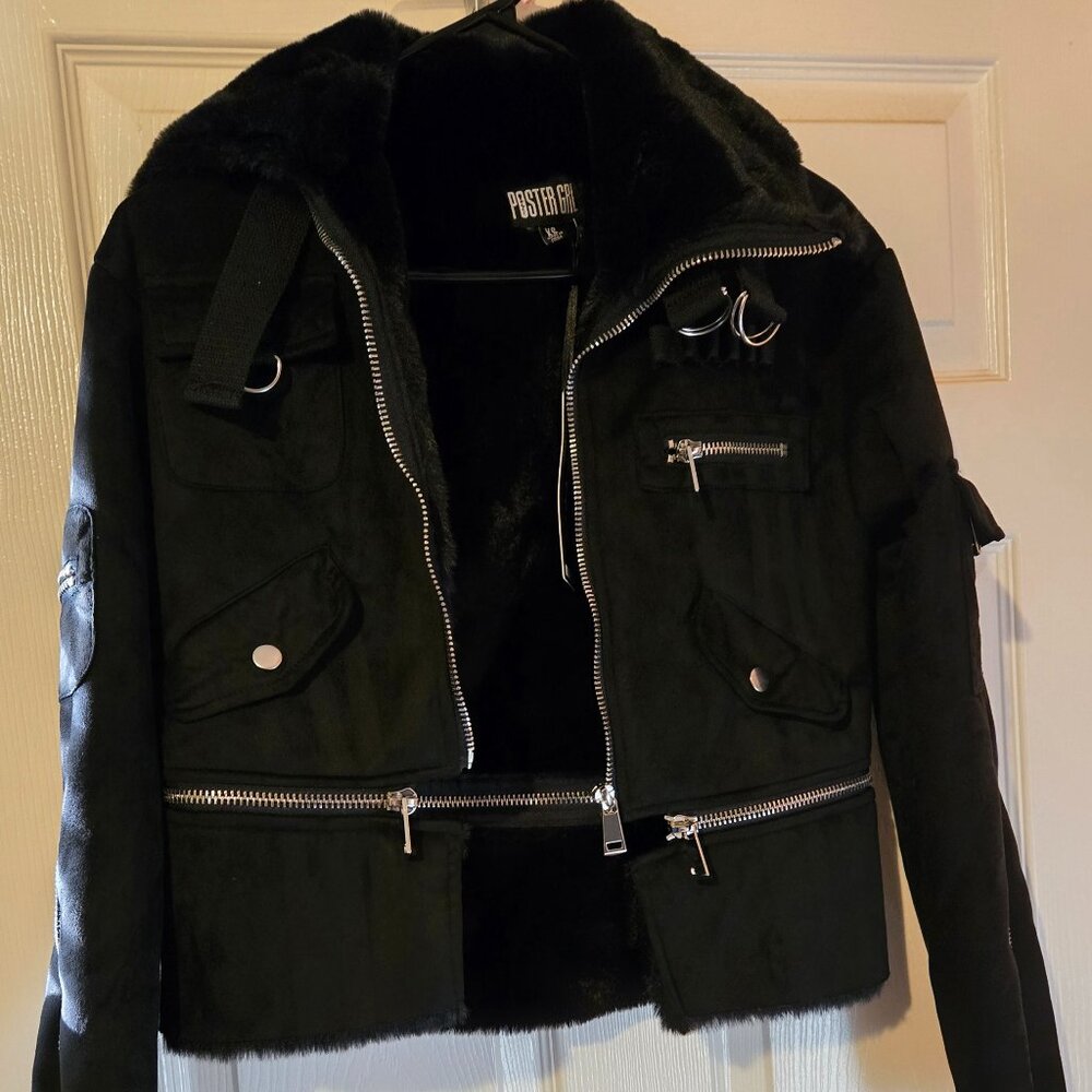 POSTER GIRL Faux Fur Suede-Like Jacket XS NWT